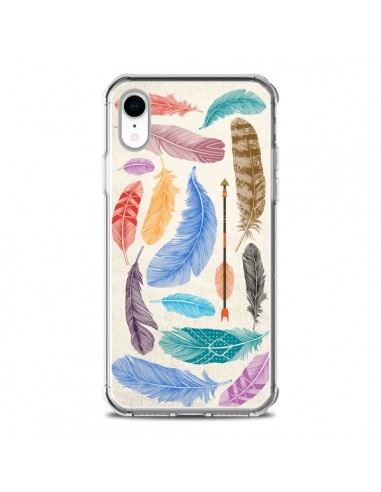 Coque iPhone XR Feather Plumes Multicolores - Rachel Caldwell