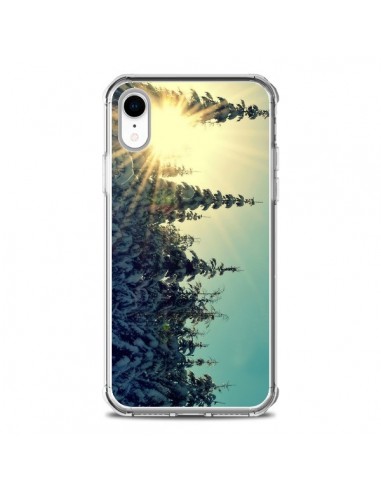 Coque iPhone XR Hiver Paysage Neige Montagnes Sapins Ski - R Delean