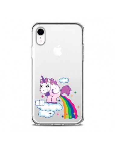 Coque iPhone XR Licorne Caca Arc en Ciel Transparente souple - Nico