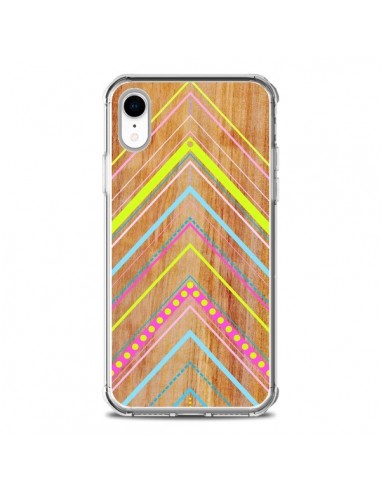 Coque iPhone XR Wooden Chevron Pink Bois Azteque Aztec Tribal - Jenny Mhairi
