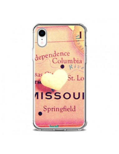 Coque iPhone XR Carte Map Missouri Coeur - R Delean