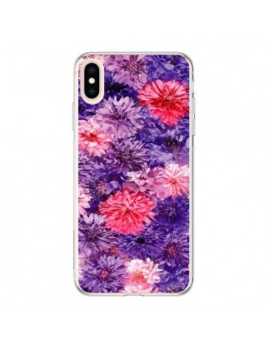 Coque iPhone XS Max Fleurs Violettes Flower Storm - Asano Yamazaki