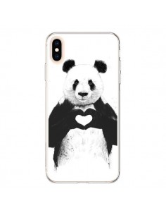 Coque iPhone XS Max Panda Amour All you need is love -...
