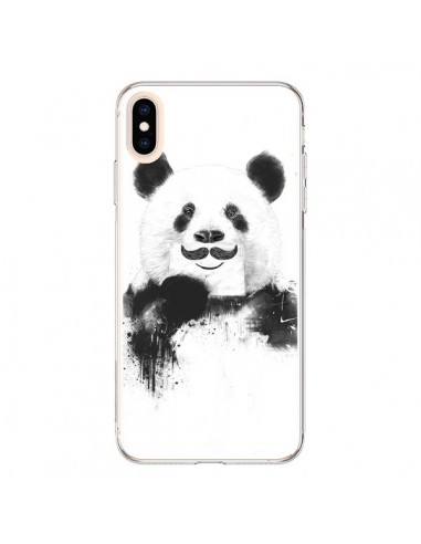 Coque iPhone XS Max Funny Panda Moustache Movember - Balazs Solti