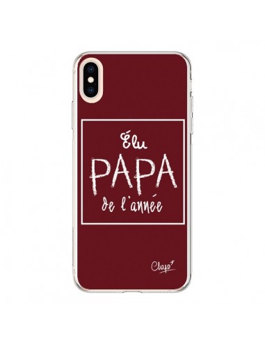 Coque iPhone XS Max Elu Papa de l'Année Rouge Bordeaux - Chapo