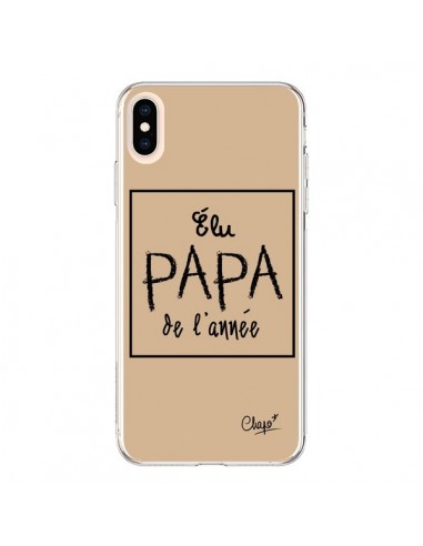 Coque iPhone XS Max Elu Papa de l'Année Beige - Chapo