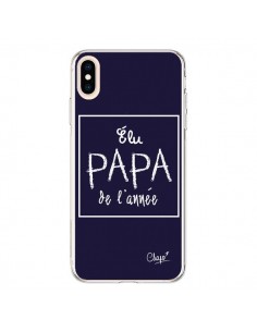 Coque iPhone XS Max Elu Papa de l'Année Bleu Marine - Chapo