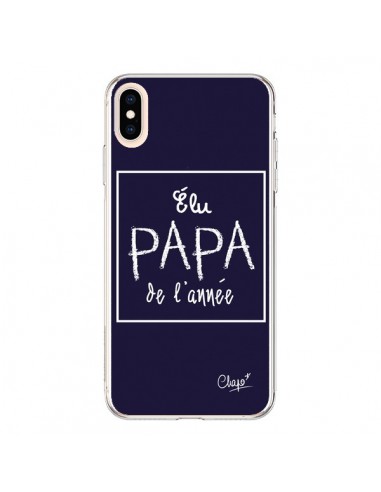 Coque iPhone XS Max Elu Papa de l'Année Bleu Marine - Chapo
