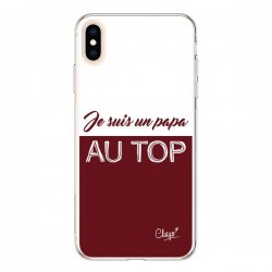 Coque iPhone XS Max Je suis un Papa au Top Rouge Bordeaux...