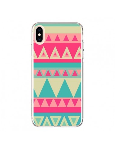 Coque iPhone XS Max Azteque Rose Vert - Eleaxart