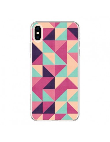 Coque iPhone XS Max Azteque Triangle Rose Vert - Eleaxart