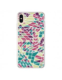 Coque iPhone XS Max Azteque Triangles Vert Violet - Eleaxart