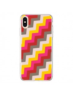Coque iPhone XS Max Lignes Triangle Azteque Rose Rouge -...