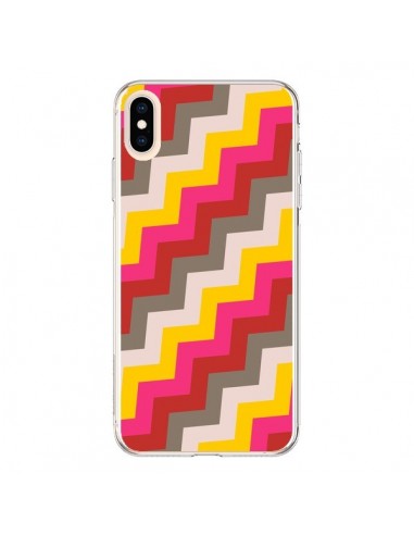 Coque iPhone XS Max Lignes Triangle Azteque Rose Rouge - Eleaxart