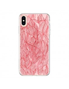 Coque iPhone XS Max Courbes Meandre Rouge Cerise - Léa...