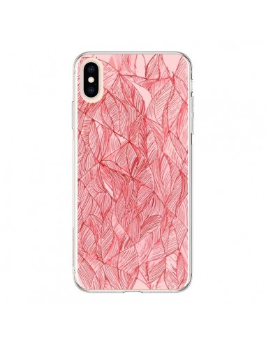 Coque iPhone XS Max Courbes Meandre Rouge Cerise - Léa Clément