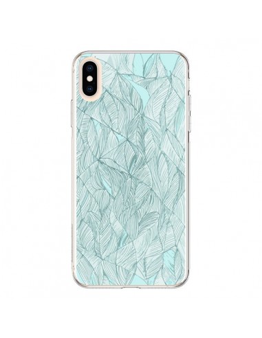 Coque iPhone XS Max Courbes Meandre Bleu Vert Nuageux - Léa Clément