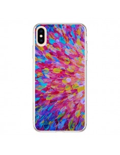 Coque iPhone XS Max Fleurs Bleues Roses Splash - Ebi...