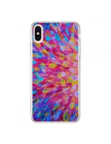 Coque iPhone XS Max Fleurs Bleues Roses Splash - Ebi Emporium