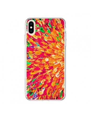 Coque iPhone XS Max Fleurs Oranges Neon Splash - Ebi Emporium