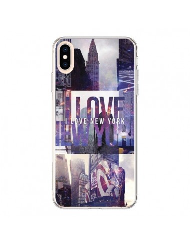 Coque iPhone XS Max I love New Yorck City violet - Javier Martinez