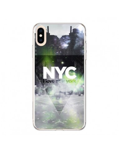 Coque iPhone XS Max I Love New York City Vert - Javier Martinez