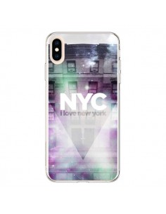 Coque iPhone XS Max I Love New York City Violet Vert -...