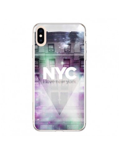 Coque iPhone XS Max I Love New York City Violet Vert - Javier Martinez