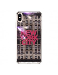 Coque iPhone XS Max New York City Buildings Rouge -...