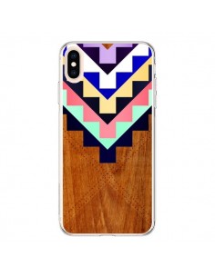 Coque iPhone XS Max Wooden Tribal Bois Azteque Aztec...