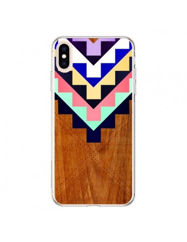 Coque iPhone XS Max Wooden Tribal Bois Azteque Aztec Tribal - Jenny Mhairi