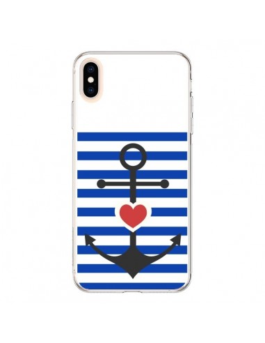 Coque iPhone XS Max Mariniere Encre Marin Coeur - Jonathan Perez