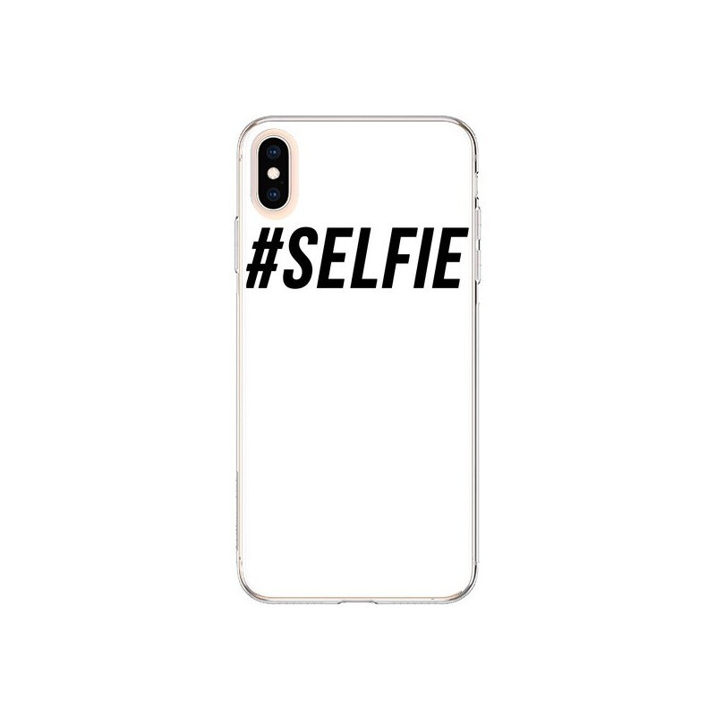 Coque iPhone XS Max Hashtag Selfie Noir Vertical - Jonathan Perez