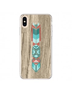 Coque iPhone XS Max Totem Tribal Azteque Bois Wood -...