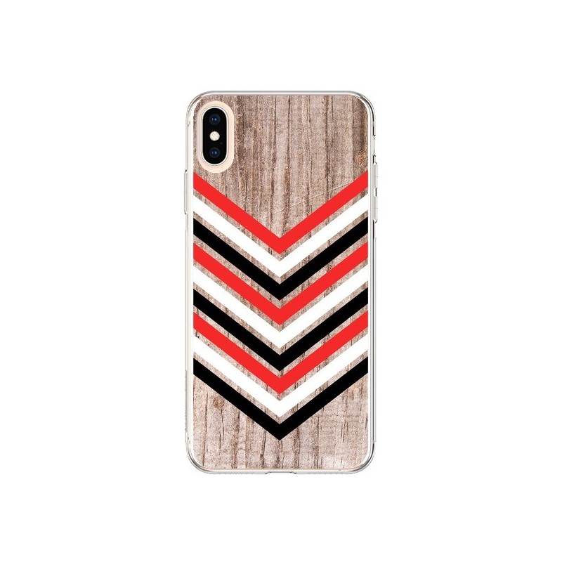 Coque iPhone XS Max Tribal Aztèque Bois Wood Flèche Rouge Blanc Noir - Laetitia