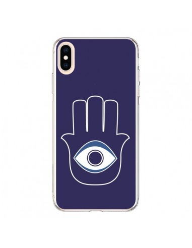 Coque iPhone XS Max Main de Fatma Oeil Bleu - Laetitia