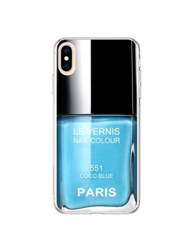 Coque iPhone XS Max Vernis Paris Coco Blue Bleu - Laetitia