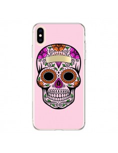 Coque iPhone XS Max Tête de Mort Mexicaine Rose...