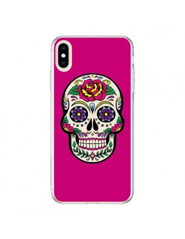 Coque iPhone XS Max Tête de Mort Mexicaine Rose Fushia - Laetitia
