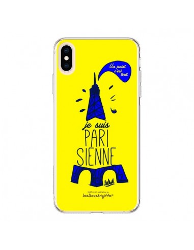 Coque iPhone XS Max Je suis Parisienne La Tour Eiffel Jaune - Leellouebrigitte