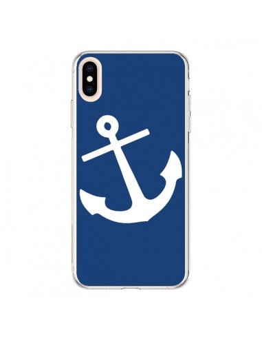 Coque iPhone XS Max Ancre Navire Navy Blue Anchor - Mary Nesrala
