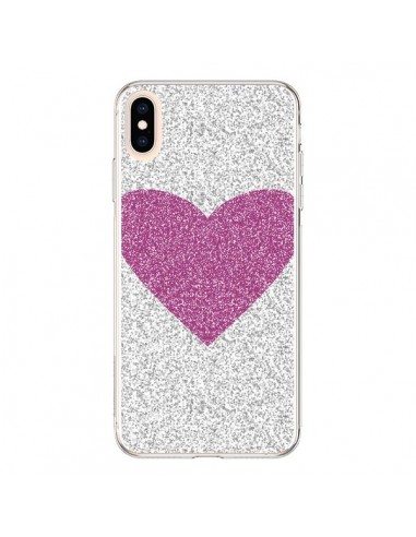 Coque iPhone XS Max Coeur Rose Argent Love - Mary Nesrala