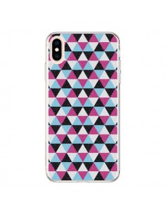 Coque iPhone XS Max Azteque Triangles Rose Bleu Gris -...