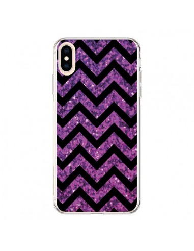 Coque iPhone XS Max Chevron Purple Sparkle Triangle Azteque - Mary Nesrala
