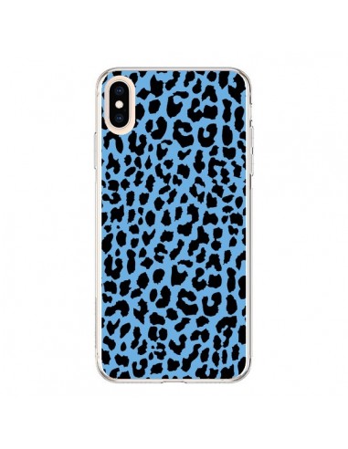 Coque iPhone XS Max Leopard Bleu Neon - Mary Nesrala