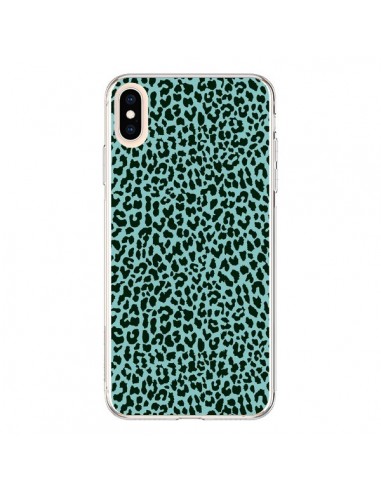 Coque iPhone XS Max Leopard Turquoise Neon - Mary Nesrala