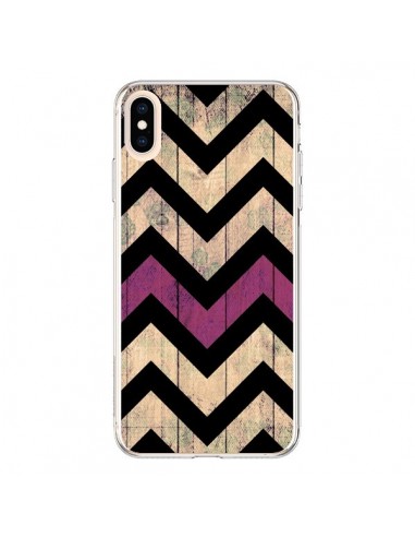 Coque iPhone XS Max Chevron Vintage Bois Wood - Mary Nesrala