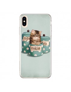 Coque iPhone XS Max Chaton Chat Kitten Boite Cookies Pois...