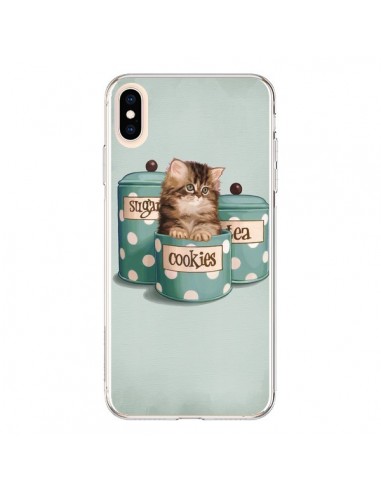 Coque iPhone XS Max Chaton Chat Kitten Boite Cookies Pois - Maryline Cazenave