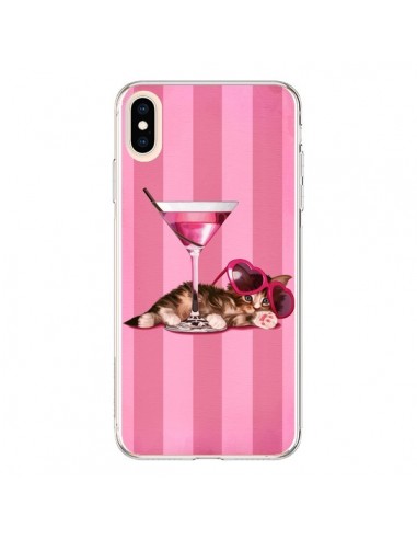 Coque iPhone XS Max Chaton Chat Kitten Cocktail Lunettes Coeur - Maryline Cazenave